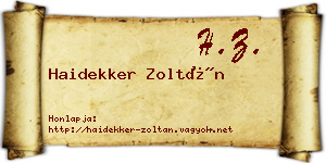 Haidekker Zoltán névjegykártya